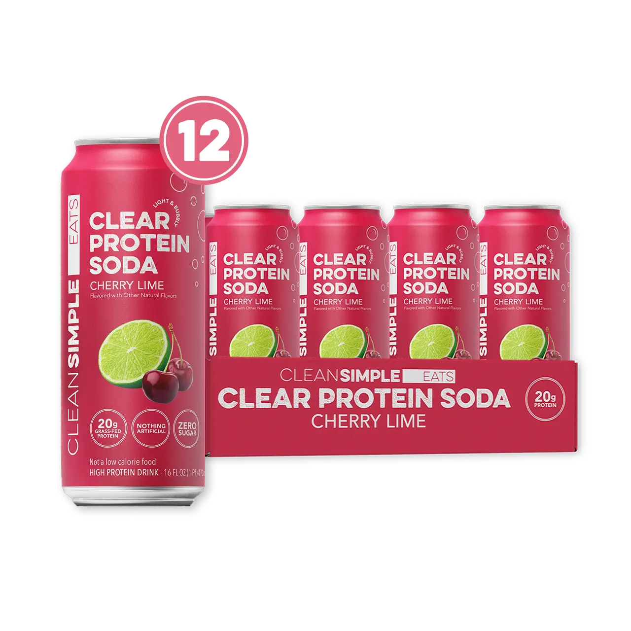 Clear Protein Soda: Cherry Lime (16 Oz. | 12 Pack)