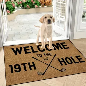 Golf Club Pattern Welcome Door Mat, Non-slip Creative Door Entrance Mat, Decorative Floor Mat for Home Living Room Bedroom Hotel Dining Room