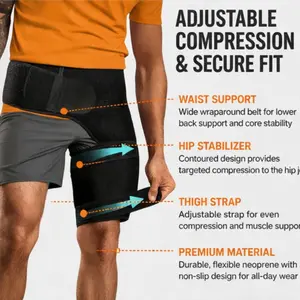 Thigh Compression Sleeve, Hip Wrap, Adjustable Waist Leg Support, Comfortable Compression for Outdoor Sports, Cycling, Fitness