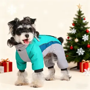 New Pet Cotton Jacket Four-Leg Color-Block Arctic Fleece Inner Liner Warm Windproof Waterproof Dog Coat for Autumn Winter Outdoor Activities