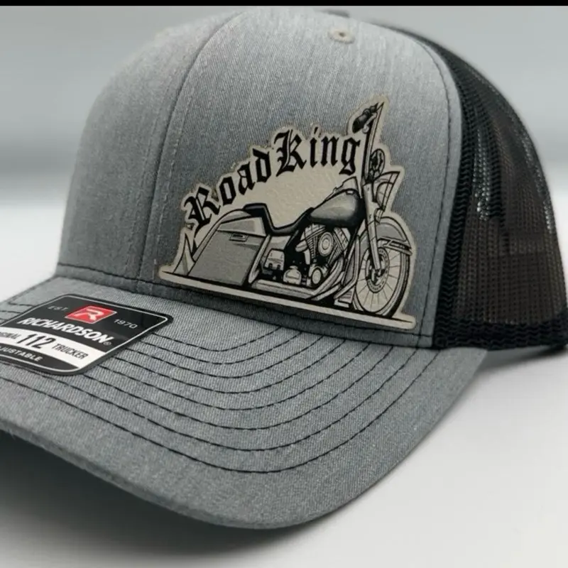 Road King Custom Patch Hat - Adjustable Snap-Back Style - Classic 112 to Flat Bill Flex Fit - Available in Multiple Colors & Designs - Unisex Baseball Cap Road King Custom Patch Hat - Adjustable Snap-Back Style - Classic 112 to Flat Bill Flex Fit - Available in Multiple Colors & Designs - Unisex Baseball Cap