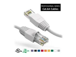 Nippon Labs 35Ft Cat6A UTP Ethernet Network Booted Cable, 24AWG 35 Feet Gigabit LAN Network Cable RJ45 High Speed Patch Cable, White, 60CAT6A-35WT