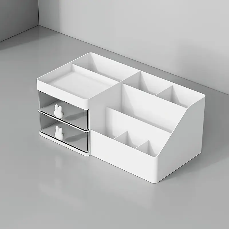 1pc Cosmetic Storage Box with 2 Drawers, Makeup Organizer Basket, Makeup Tool Organizer, Cosmetics Organizer, Desk Organiser, Cosmetic Storage Holder, Back-To-School Essentials, Bathroom Accessories