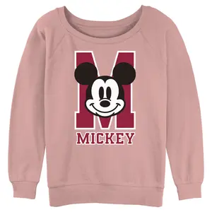 Junior's Mickey & Friends M Collegiate Mickey Logo Sweatshirt