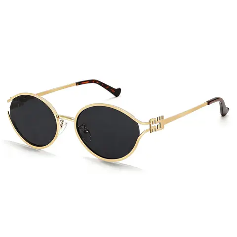 Retro Oval Sunglasses for Women & Men, Small Sunglasses, Trendy Gold Frame Summer Shades, Cute Designer Sunglasses, Fashionable Sunglasses