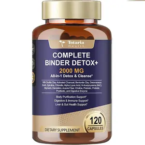 Totaria 2000MG All-in-1 Detox Binder, Activated Charcoal, Zeolite, Bentonite Clay, Alpha Lipoic Acid, 7-Layer Detox & Cleanse Supplement, Liver & Gut Support, 120 Counts