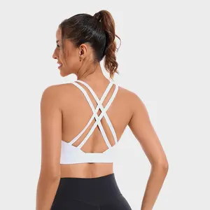 RUNNING GIRL High Impact Sports Bras for Women - Scoop Neck Strappy Sports Bra High Support Moulded Cup Workout Bra #SummerVibes Fitness Clothes Lightweight Activewear summerwins Padded Supportive Seamless
