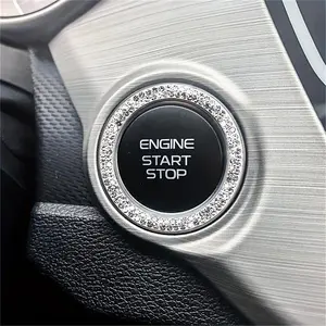 Rhinestone Decor Car Engine Start Stop Button Ring, Car Engine Start Stop Button Decoration Circle, Car Interior Accessories for Women, Car Decorations, Sticker for Cars