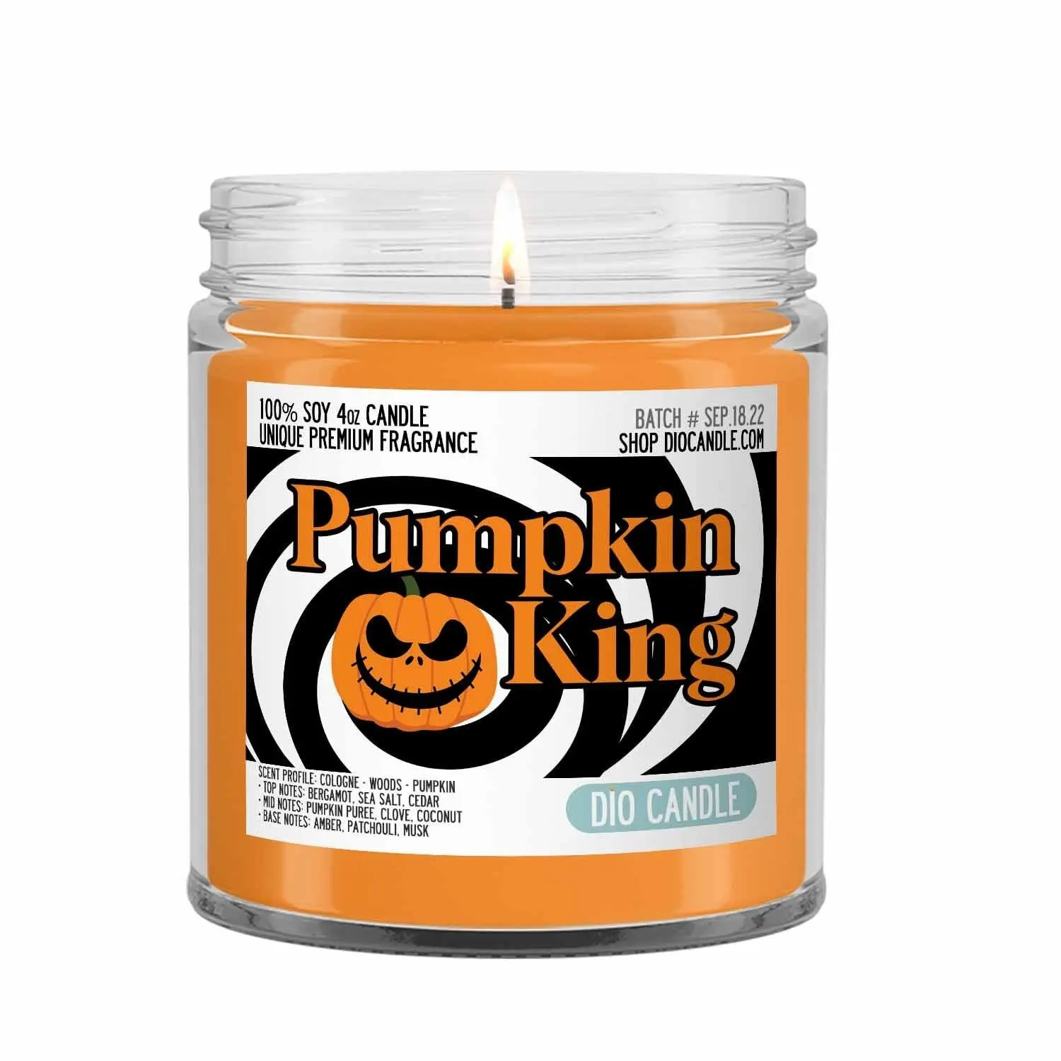 Halloween Candle - Pumpkin King Scented - Smells Like Cologne, Woods and Pumpkin - Dio Candle
