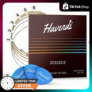 HAVENDI® Guitar Strings I Acoustic guitar strings with Phosphor Bronze Coating I Brilliant Sound Quality I Includes 3 Picks…