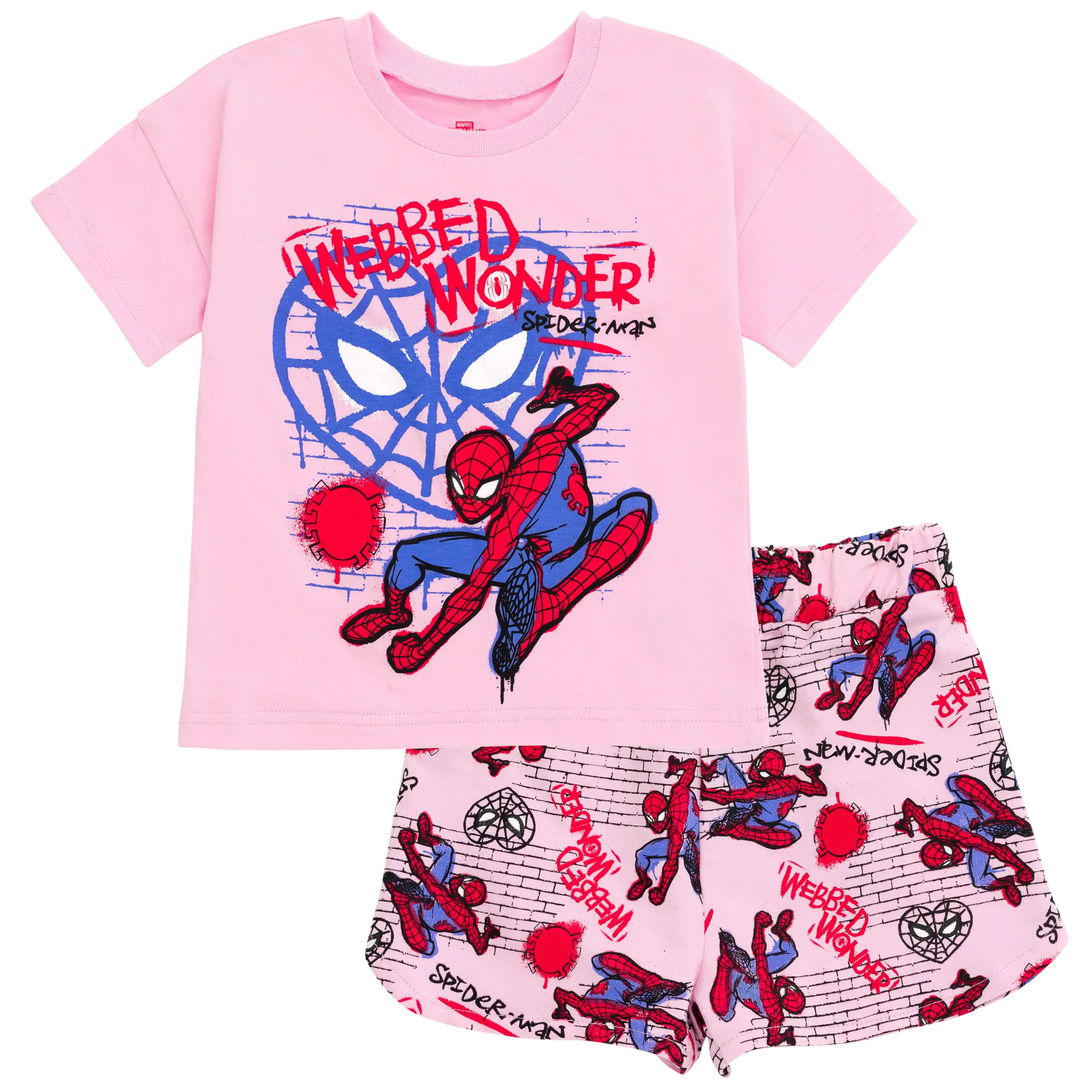 Marvel Spider-Man Girls' T-Shirt and Shorts Set Toddler to Big Kid