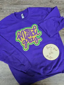Mardi Gras patch sweatshirt