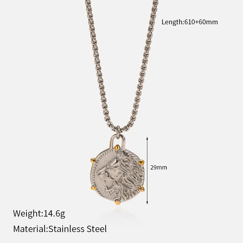 Silver Lion Head Necklace