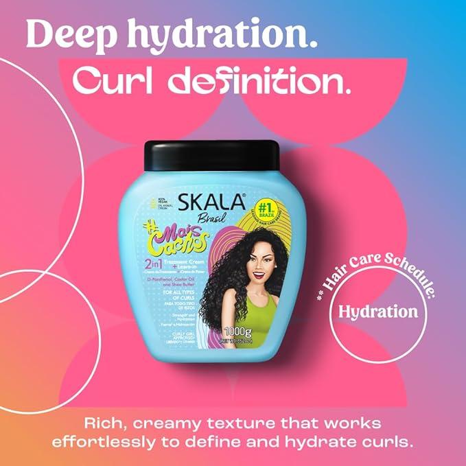 SKALA Mais Cachos for hair type 3ABC - 2 IN 1 Conditioning Treatment Cream & Cream To Comb 35.2oz, BLUE