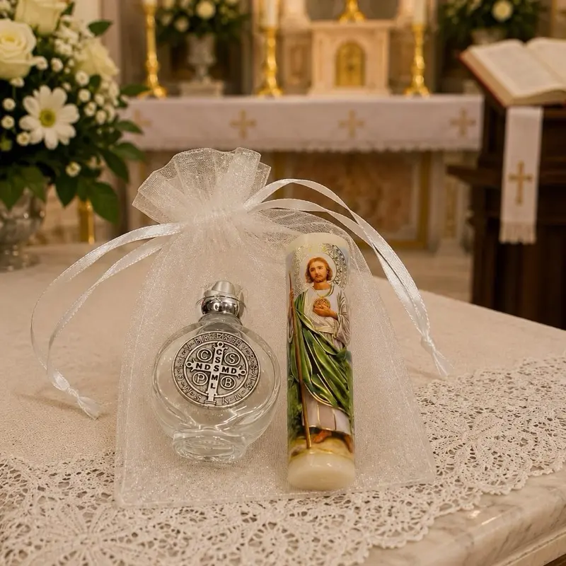 12sets, Baptism party Favors mini candle and holy water bottle
