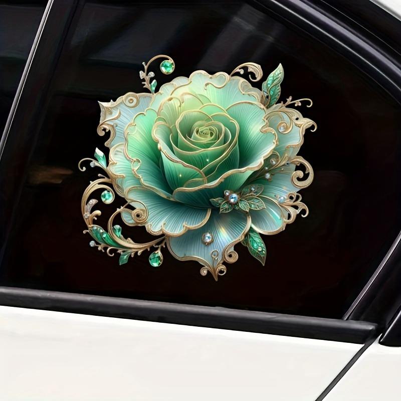 1 piece green rose, sticker, self-adhesive sticker, suitable for laptops, cars, motorcycles, protection, door decoration