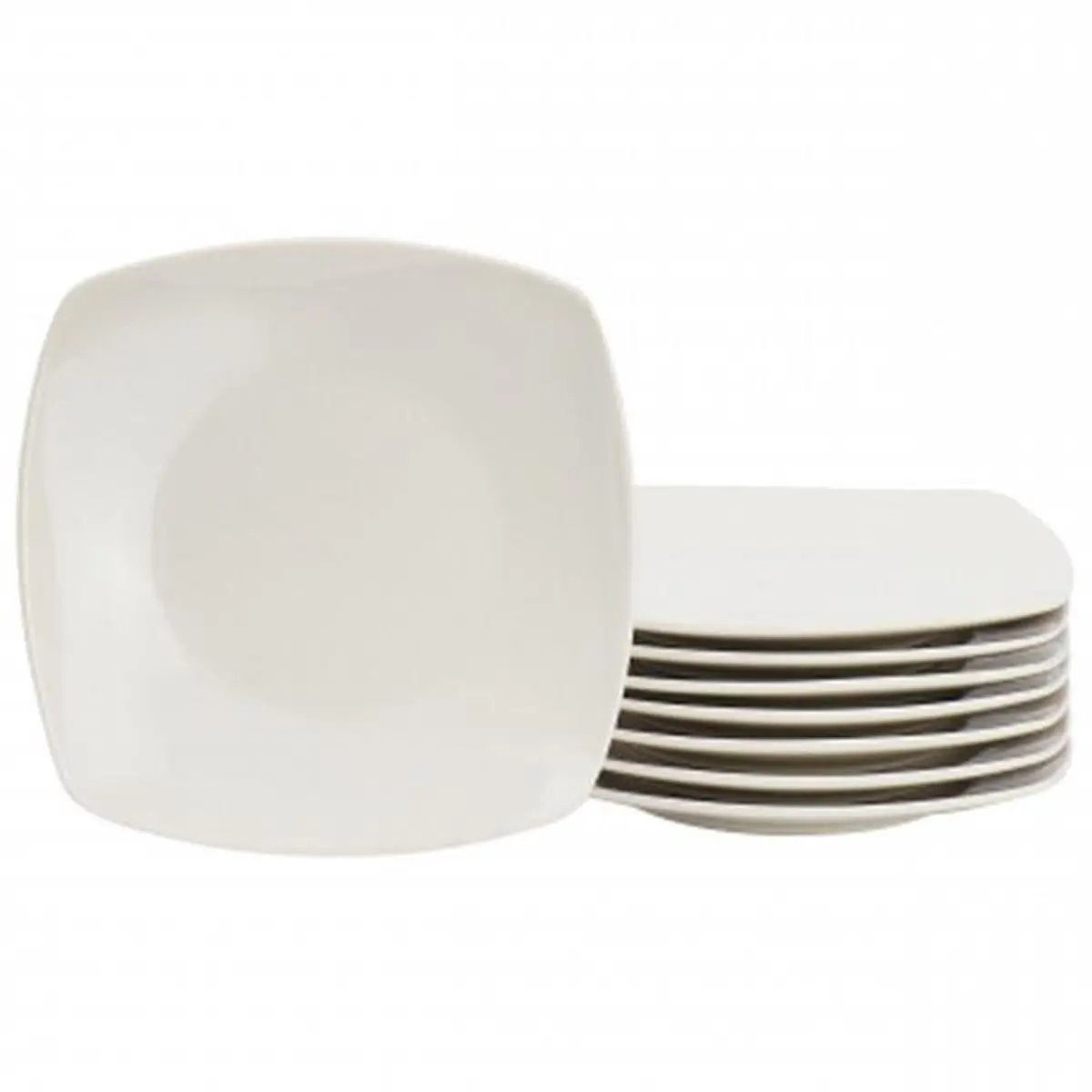 212 MAIN 7 in. Glossy Simple Design Zen Buffetware Dessert Plate Set - 8-Piece White Dinnerware, Oven-Safe, Dishwasher-Safe Tableware