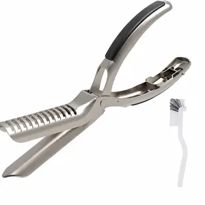 Stainless Steel Rib Membrane Remover Tool with Cleaning Brush, Ergonomic Non-Slip Handle, Heavy Duty Meat Skin Remover for Pork, Beef, Ribs & Brisket, Easy to Clean, Dishwasher Safe