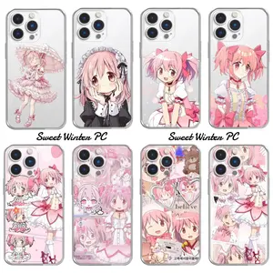 Trendy Anime Madoka Magica Kaname Madoka Kawaii Phone Cases For iPhone 17 Promax Pro Air 16 Plus 15 14 13 12 11 Transparent Anti-fall Shockproof Protective Cover Perfect Christmas Halloween Birthday Gift