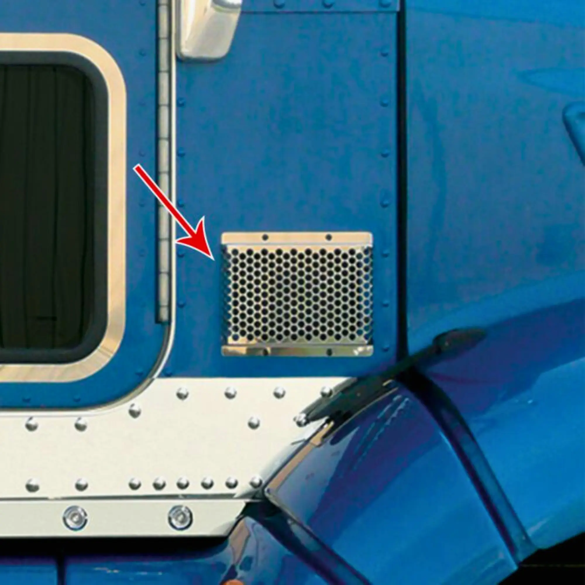 RoadWorks Peterbilt 386 Cab Air Intake Cover, High-Quality Stainless Steel Metal Accessory, Aesthetic Enhancement, Enhances Both Look and Function, Fits Existing Mounting Points