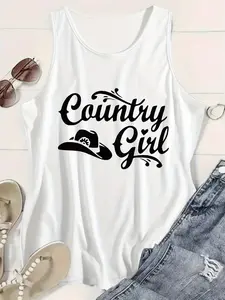Men Fit, Women Size Down -Country Cowboy Hat Tank Top, Western Style Graphic Sleeveless Shirt, Cowboy Hat Lover Summer Tank, Casual Rodeo Inspired Tank Top