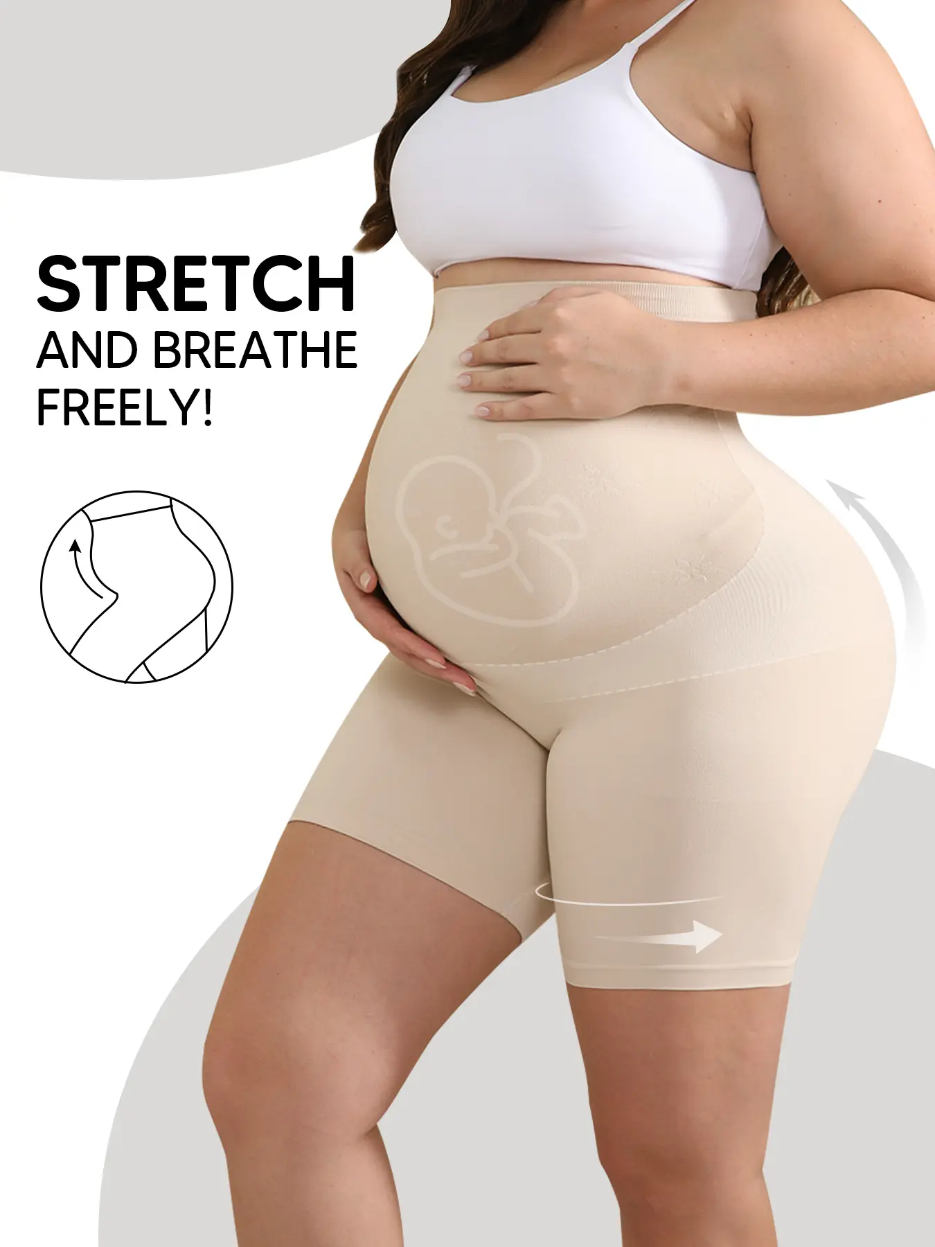 Maternity Belly Support Shorts, High Waist Seamless Pregnancy Shapewear, Comfortable Mid-Thigh Underwear for Women During Pregnancy, Maternity Clothing