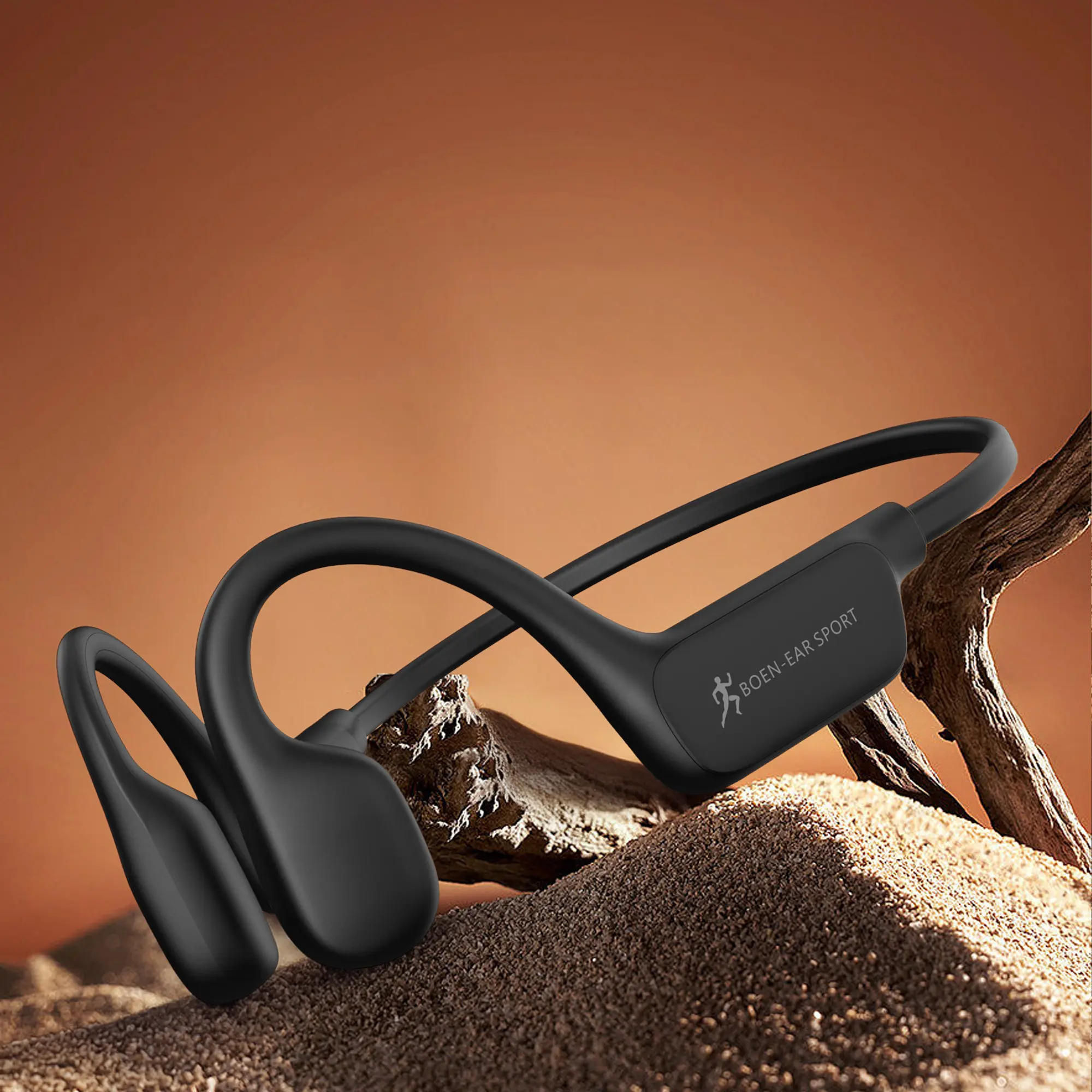 Bone Conduction Sports Headset - Portable Hands Free Bluetooth 5.4 Wireless Headphones with Microphone, IPX6 Waterproof, 15H Playback, Batteries, for Cycling, Outdoor Fitness (Black)