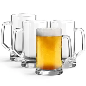 Glass Beer Mugs, 12 oz, Set of 4