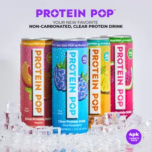 Non-Carbonated Clear Protein Shakes (Pack of 4) - Ready To Drink Zero Sugar Beverage by Protein Pop - 22g of Protein Per Serving