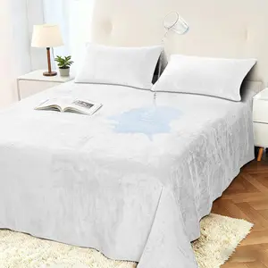 Velvet Bed Cover, Waterproof Sheet Cover, 100% Waterproof Pet Blanket, Breathable, Luxurious Ultra Soft Cozy Warm, Suitable for All Seasons, Protects Sofa Bed (White, Twin 63 * 90 inch)