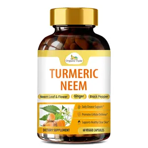 Organic Veda Turmeric Neem Capsules with Turmeric Curcumin Supplement with Neem Leaves, Ginger & Black Pepper for Immune Support, Digestive Health, Skin Wellness & Daily Detox, 60 Vegan capsules