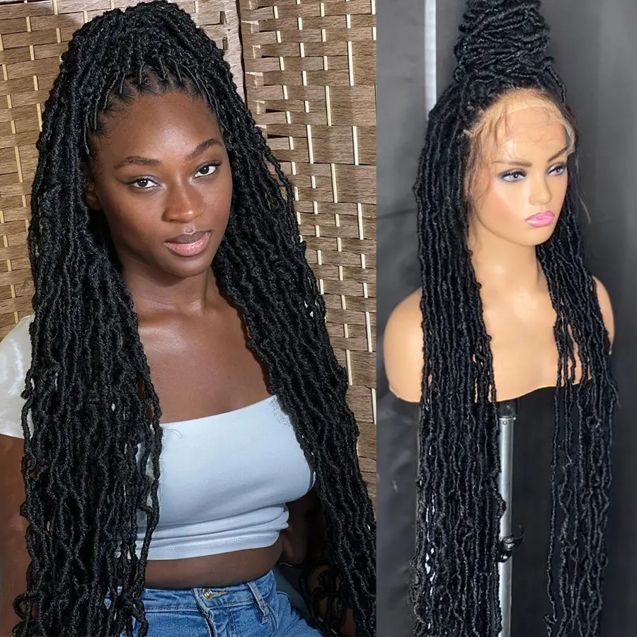 DOSAY Soft Synthetic Locs Braided Wigs Full Lace Pre-Twisted Locks Braids 40 Inch Knotless Box Braided Wigs For Women Dreadlock Braids