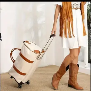 [4-in-1 Convertible Garment Bag] 4-in-1 Convertible Nylon Garment Bag - Versatile Foldable Suit Travel Bag with Shoulder Strap in Black and Brown - Ideal for Business Trips, Hand or Dry Clean Only