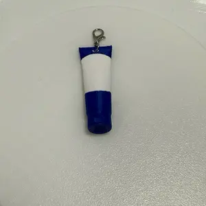 Blue top cream badge keychain