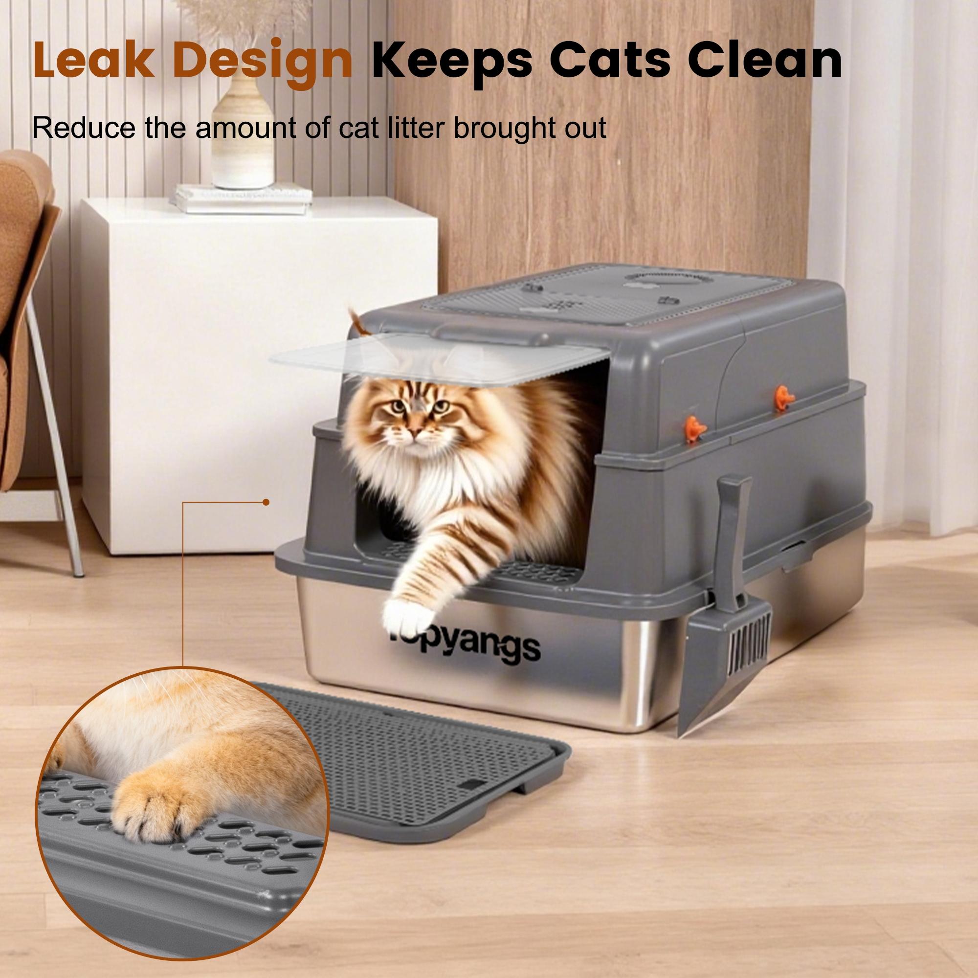 TOPYANS Stainless Steel XXXL Extra-Large Cat Litter Box with Lid High-Sided Enclosed Design Leak-Proof & Easy to Clean Ideal for Cats and Large Felines Christmas Gift TOPYANS Stainless Steel XXXL Extra-Large Cat Litter Box with Lid High-Sided Enclosed Design Leak-Proof & Easy to Clean Ideal for Cats and Large Felines Christmas Gift