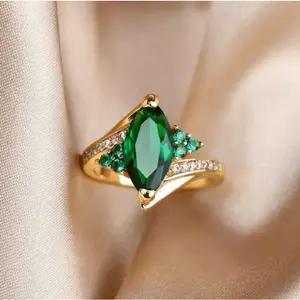 of Elegant Horse Eye Green Zirconia Ring, available in 7 Sizes, Luxurious Vintage Style for Daily Leisure, Parties, Weddings - Ideal Gift for Loved Ones, Wedding Jewelry|Vintage Style Ring|Durable Zirconia Ring, Zirconia Jewelry