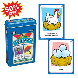 Ask & Answer “What” Cards for Kids – Educational Question & Answer Matching Game, Speech Therapy Flash Cards, Autism & ESL Learning Activity, Special Education Resource for Preschool & Kindergarten, 56 Cards with Storage Tin for Teachers & Parents