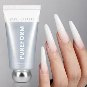 YOKEFELLOW PUREFORM Nail Extension Gel PF02 Pure Snow Milky White Color HEMA-free TPO-free TMPTA-free 100% Pure Gel Poly Nail Gel for Professional Salon Use 50g/1.76 oz