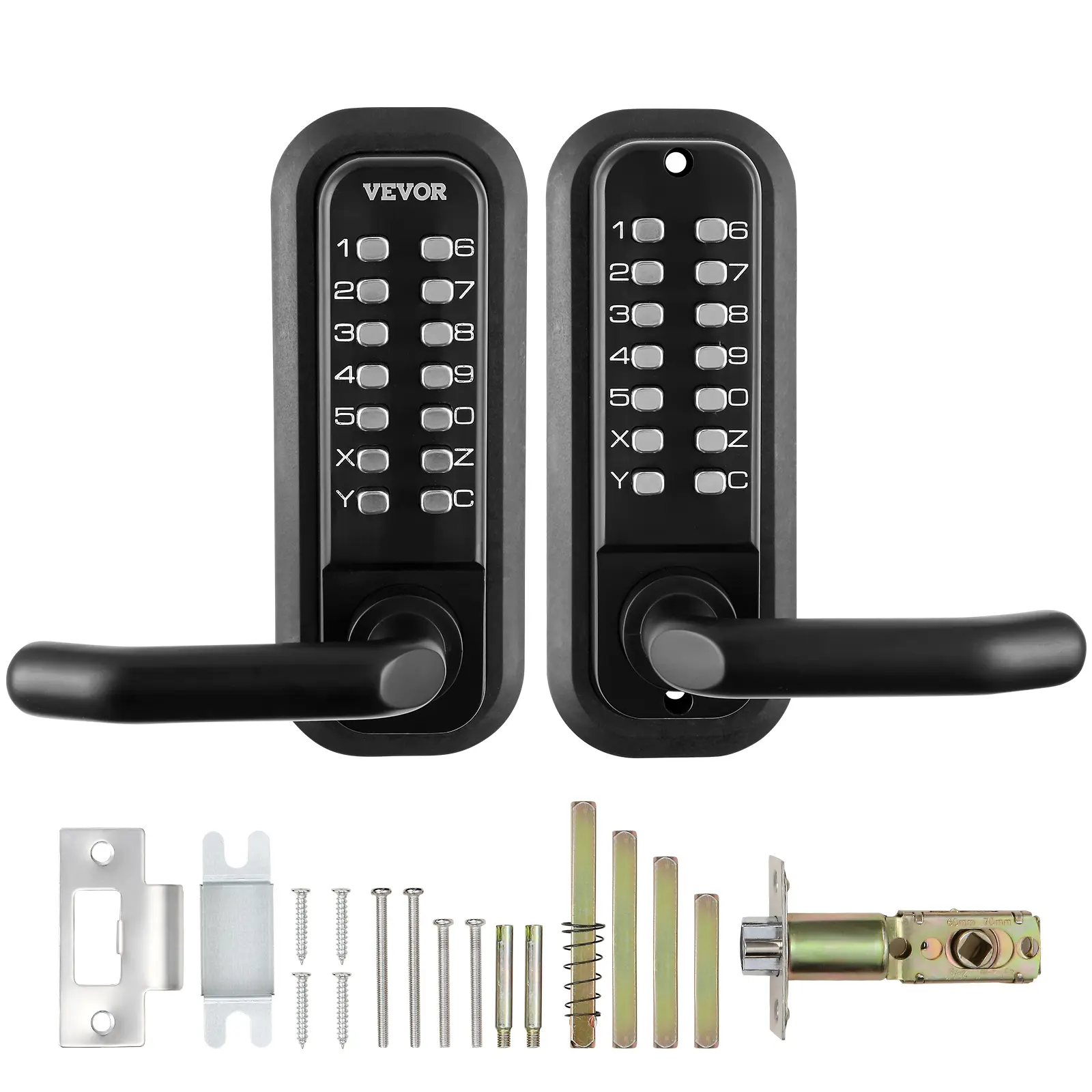 【summerfinds】VEVOR Mechanical Keyless Entry Door Lock, 14 Digit Keypad, Double-sided Embedded Outdoor Gate Door Locks Set with Handle and Keypad, Water-proof Zinc Alloy, Easy to Install, for Yard, Garden, Garage