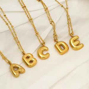 VEVE Ins Style 26 Letter Necklace For Women, Fashionable And Simple Titanium Steel Pendant Clip Bead Necklace