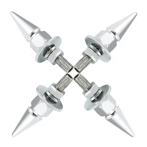 Spike License Plate Screw Fasteners 4 Pcs Kit License Plate Frame Bolts Decoration Stainless Steels Aluminum Alloy Universal Fit Most Cars Truck Motorcycle