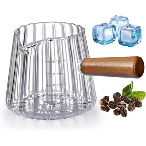 6OZ Espresso Cups Glass,  Espresso Shot Cup With V-Shaped Mouth, Glass Measuring Cup, Markings in both oz & ml