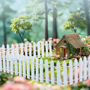35-Inch Mini White Picket Fence, Decorative Garden Fence for Fairy Gardens, Planters, Dollhouse, Crafts, Dioramas, and Outdoor Decoration