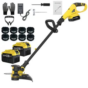 3-in-1 Cordless Electric Lawn Mower & Trimmer/Edger, 2 x 4.0 Ah Batteries, Replacement Line Included, Automatic Feed Winding, Lightweight Home Weed Killer (Holiday Gift)