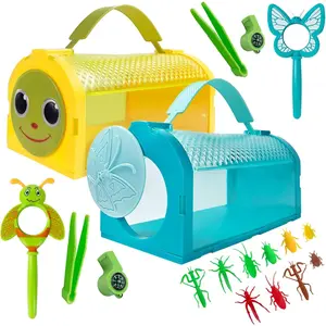X-BCK01 Bug Catcher Kit, Outdoor Toy Gift for 3 4 5 6 7 8+ Year Old Boys Girls Kids, 2 Pcs Bug Cage Butterfly, Outdoor Explorer Kit with Whistles for Backyard Exploration