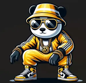 Street Style Ready to Press Heat Transfer DTF Transfer Direct to Film Cool Panda Design in Yellow Tracksuit for Cotton and Polyester