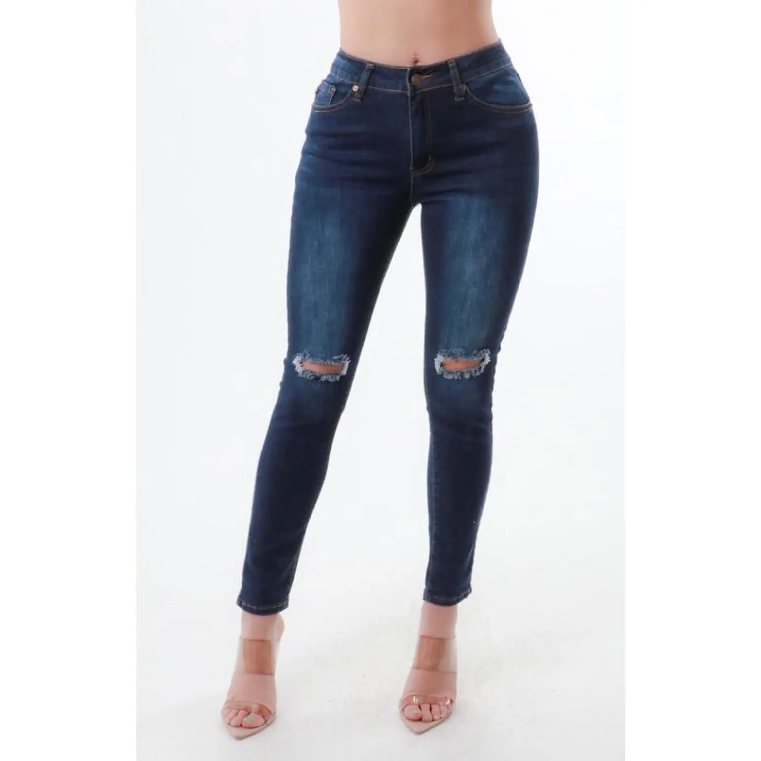 My Booty Look Good Vince Blue Premium Medium Denim Skinny Knee Out Jeans