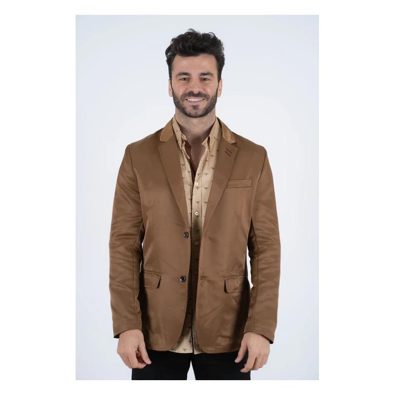Platini:Men's Double Button Light Brown Blazer
