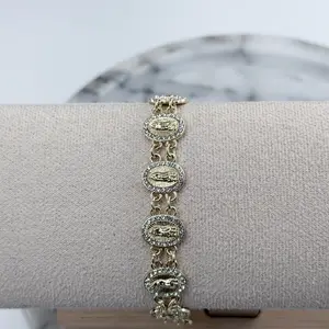 14K Gold Plated Virgin Mary Medallion Bracelet for Women Elegant Religious Jewelry Gift