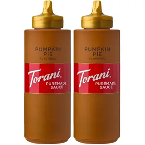 Torani Puremade Pumpkin Pie Sauce 2-Pack for Desserts & Coffeehouse Drinks 16.5 Oz Ea Mess-Free Syrup Perfect for Lattes & Drinks